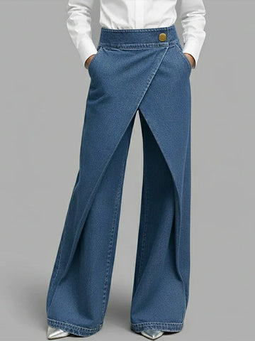Women's High‐Waisted Relaxed Wide‐Leg Denim Jeans — Everyday Comfort