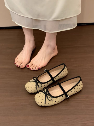 French-style polka dot women's shoes