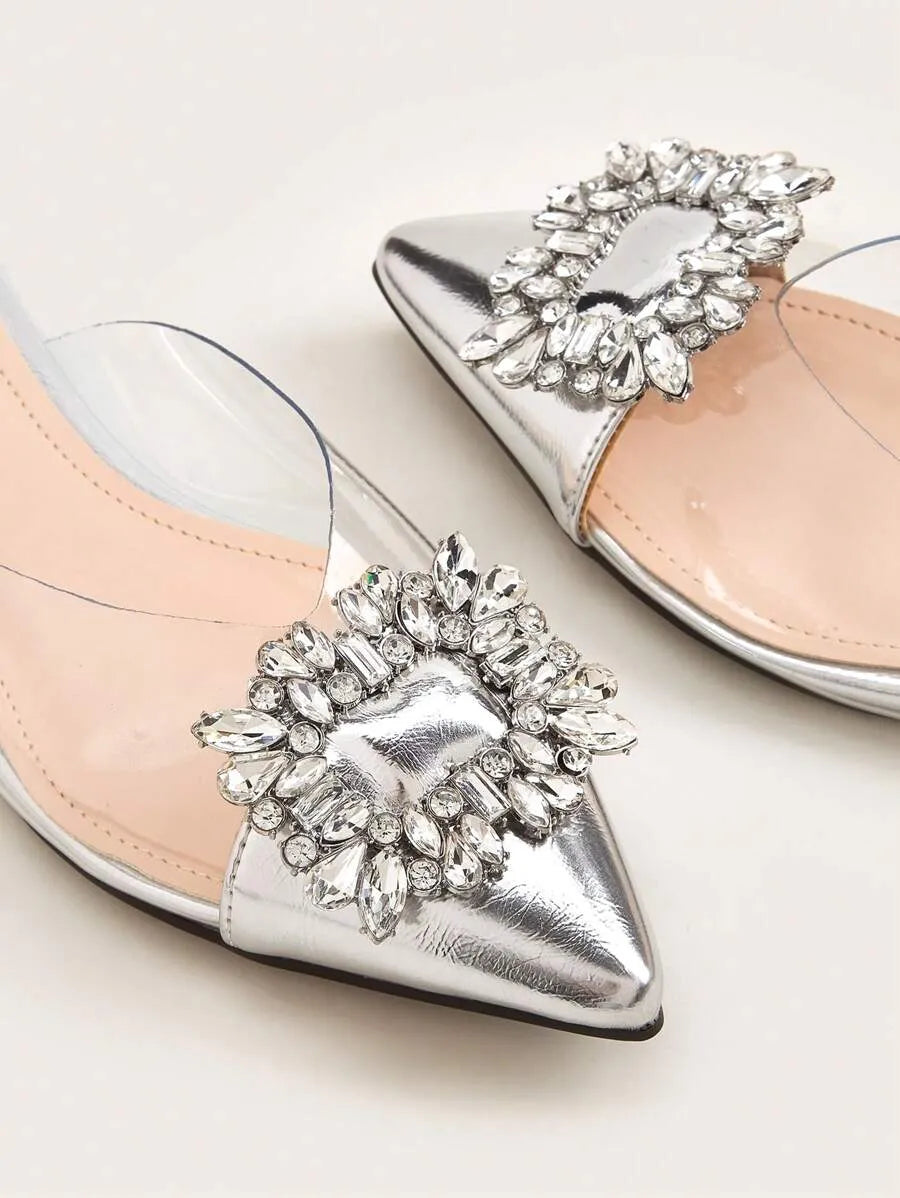 2026 Fashionable Transparent Pointed-Toe Mule Slippers for Women - Summer Valentine's Day